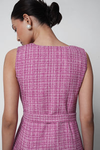 Pink Tweed Belted Vest