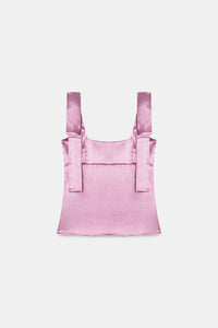 Pink Crushed Satin Bow Top
