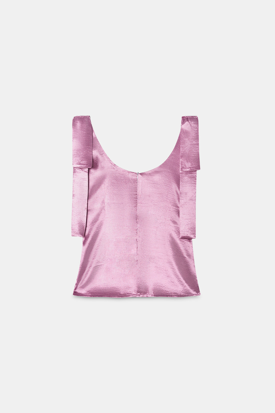 Pink Crushed Satin Bow Top