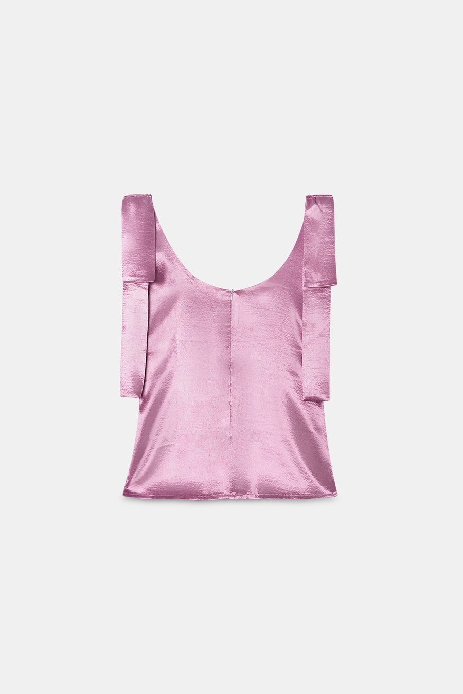 Pink Crushed Satin Bow Top