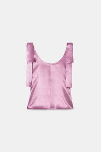 Pink Crushed Satin Bow Top