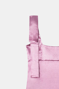 Pink Crushed Satin Bow Top