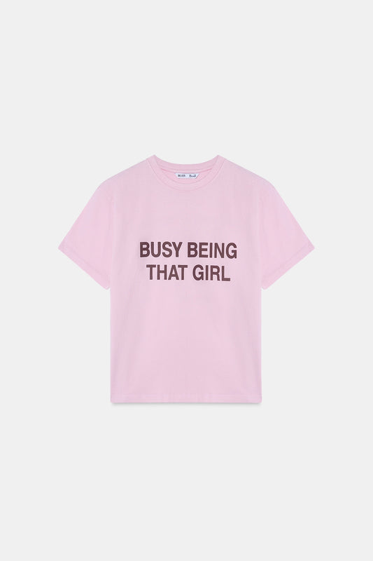 Pink Short Sleeve Slogan T-Shirt