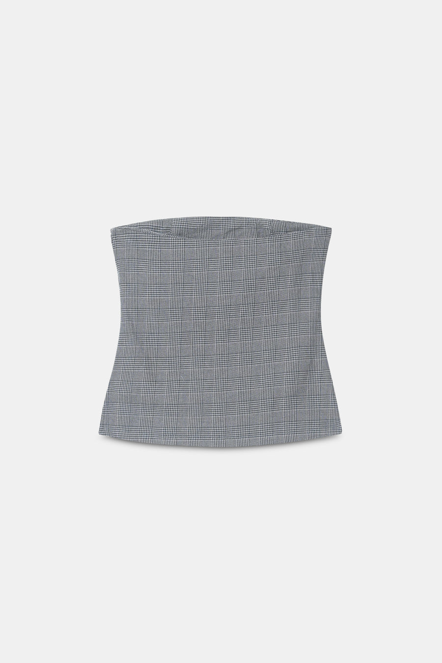 Plaid Strapless Pleated Top