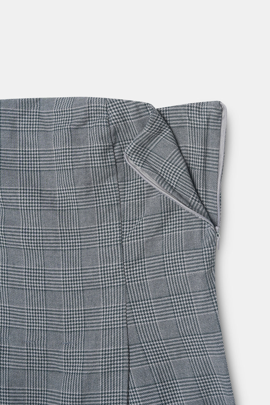 Plaid Strapless Pleated Top