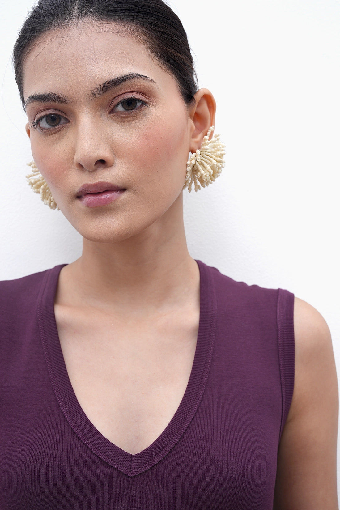 Plum V-Neck Ribbed Top