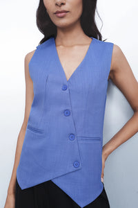 Powder Blue Asymmetric Tailored Waistcoat