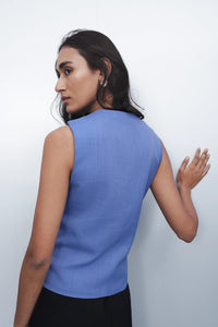 Powder Blue Asymmetric Tailored Waistcoat