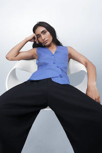 Powder Blue Asymmetric Tailored Waistcoat