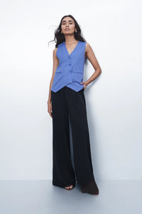 Powder Blue Asymmetric Tailored Waistcoat
