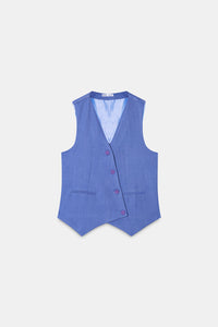 Powder Blue Asymmetric Tailored Waistcoat