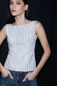 Printed Backless Bow Top