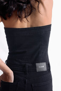 Buttoned Black Denim Jumpsuit