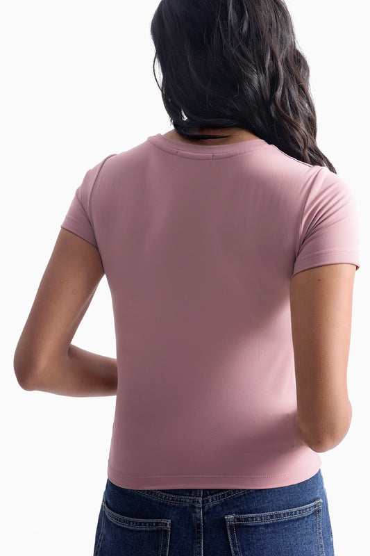 Pink Polyamide Fitted T-Shirt