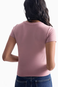 Pink Polyamide Fitted T-Shirt
