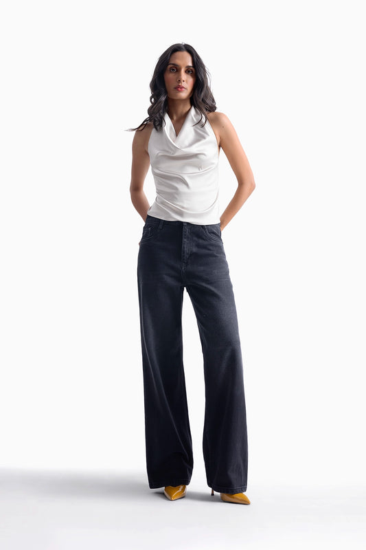 Champagne Satin Cowl Top