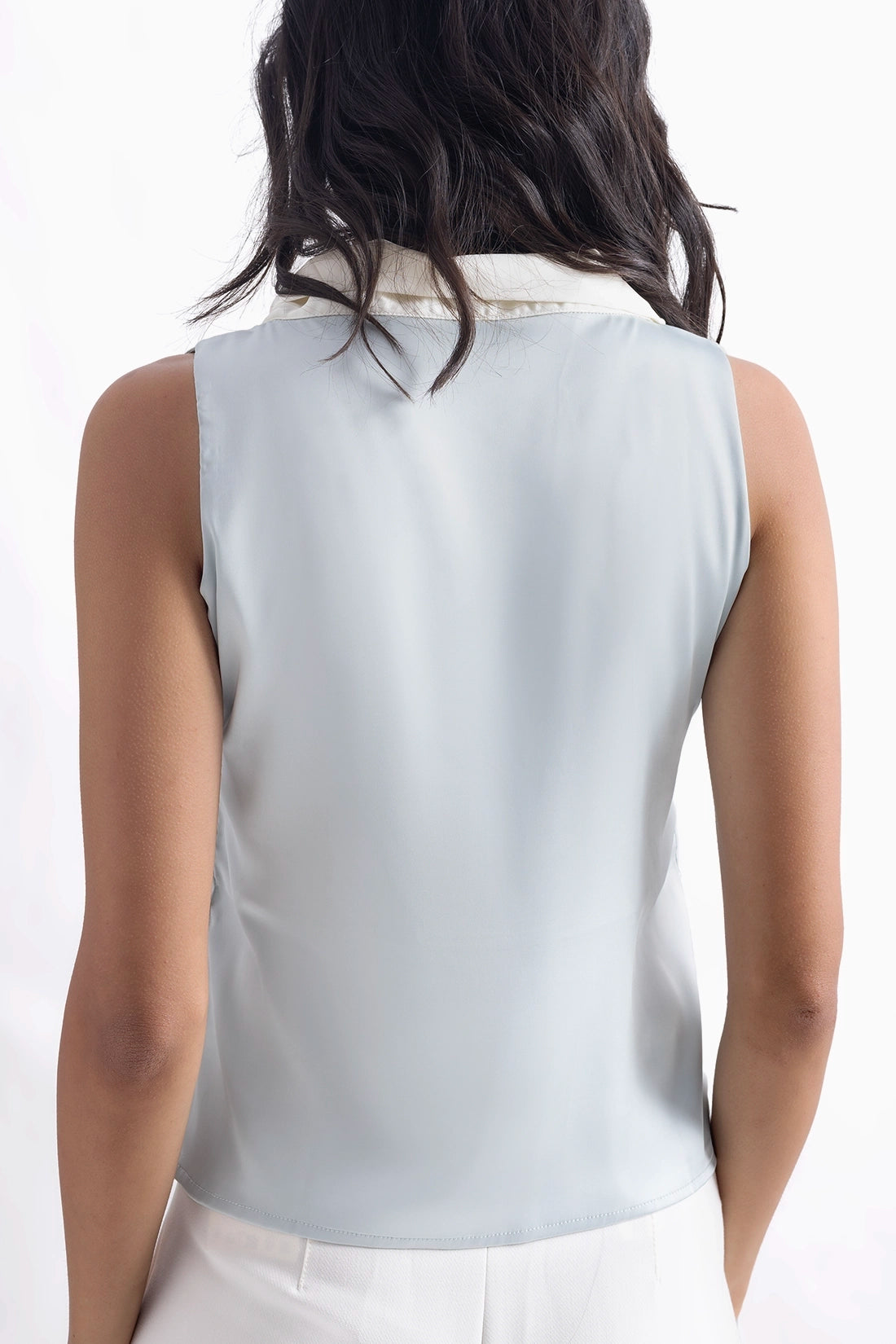 Light Turquoise Contrast Satin Top