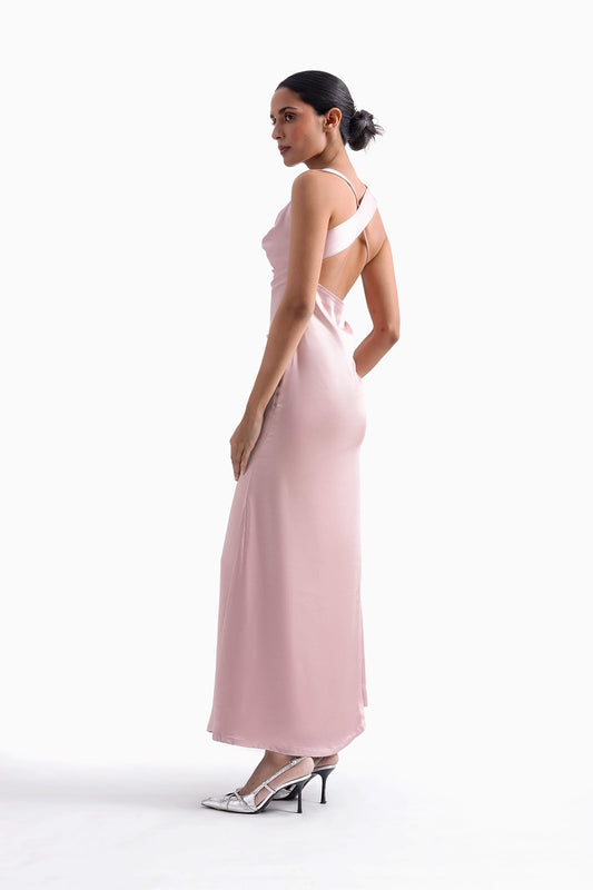 Pink Satin Long Dress
