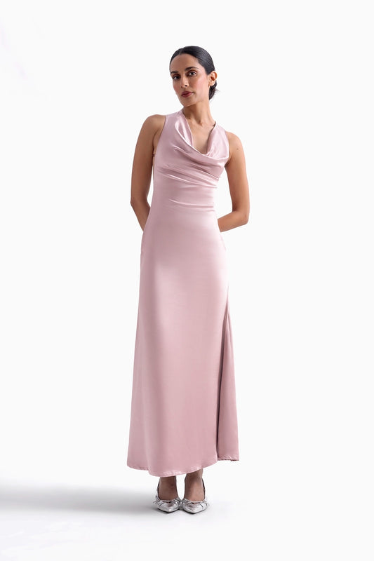 Pink Satin Long Dress