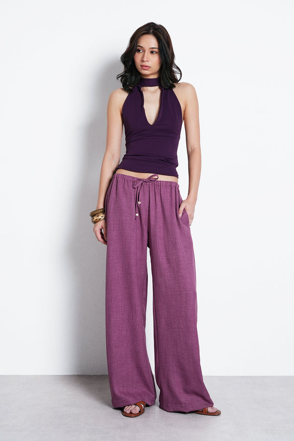 Pull-On Drawstring Trouser- Mauve