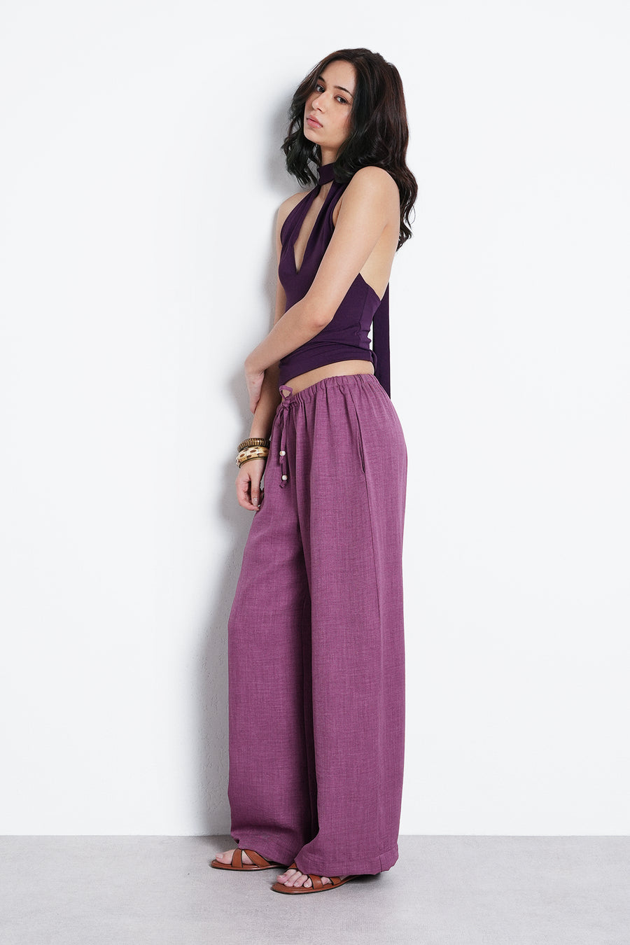 Pull-On Drawstring Trouser- Mauve