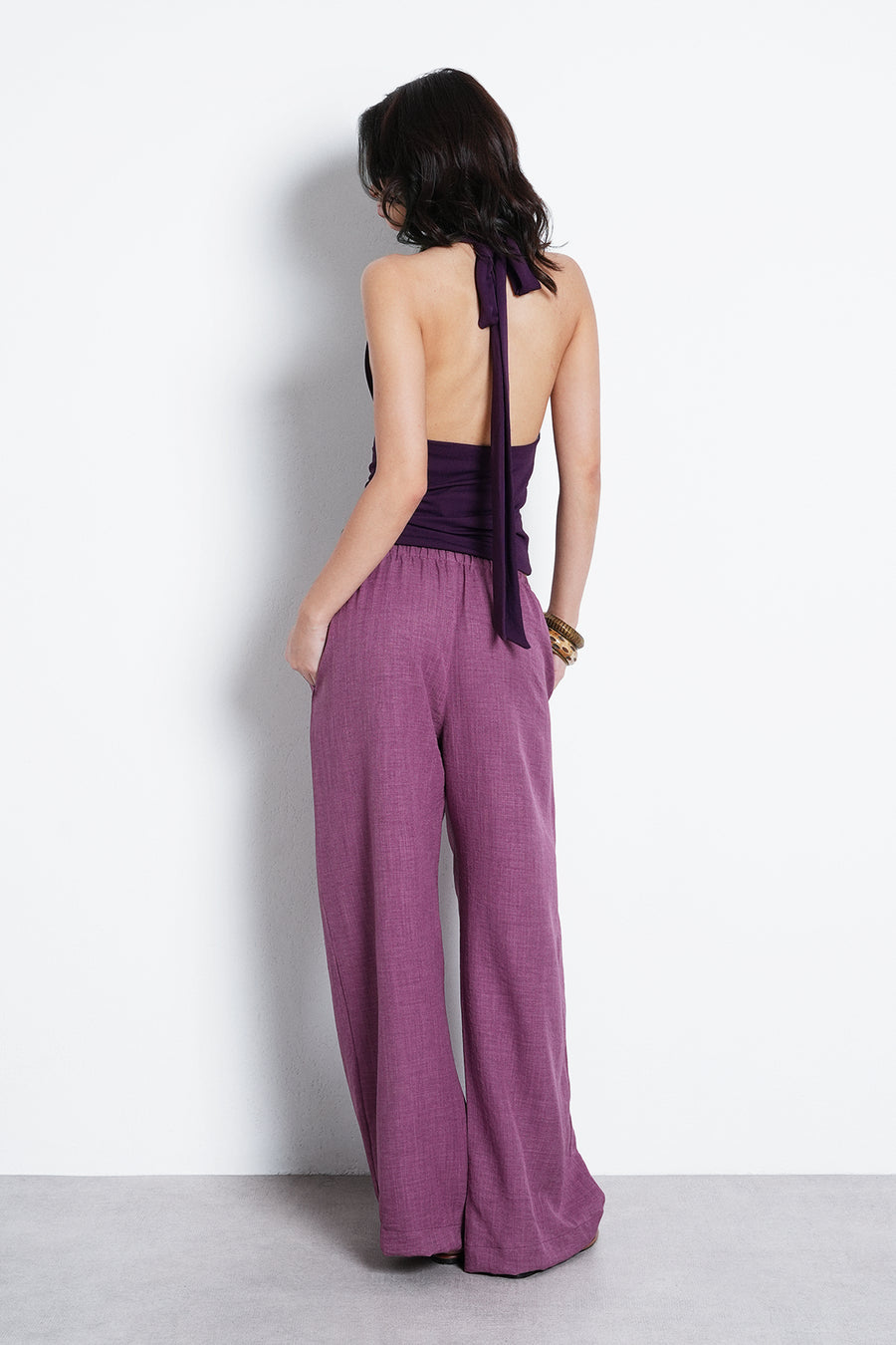 Pull-On Drawstring Trouser- Mauve