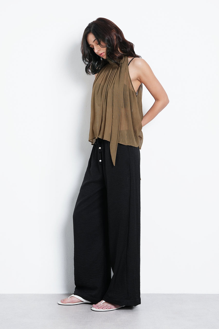 Pull-On Drawstring Trouser- Black