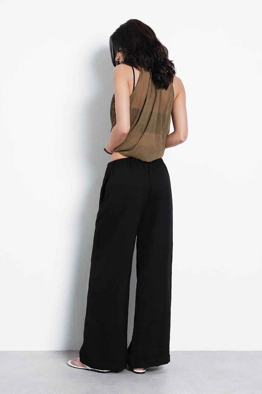 Pull-On Drawstring Trouser- Black