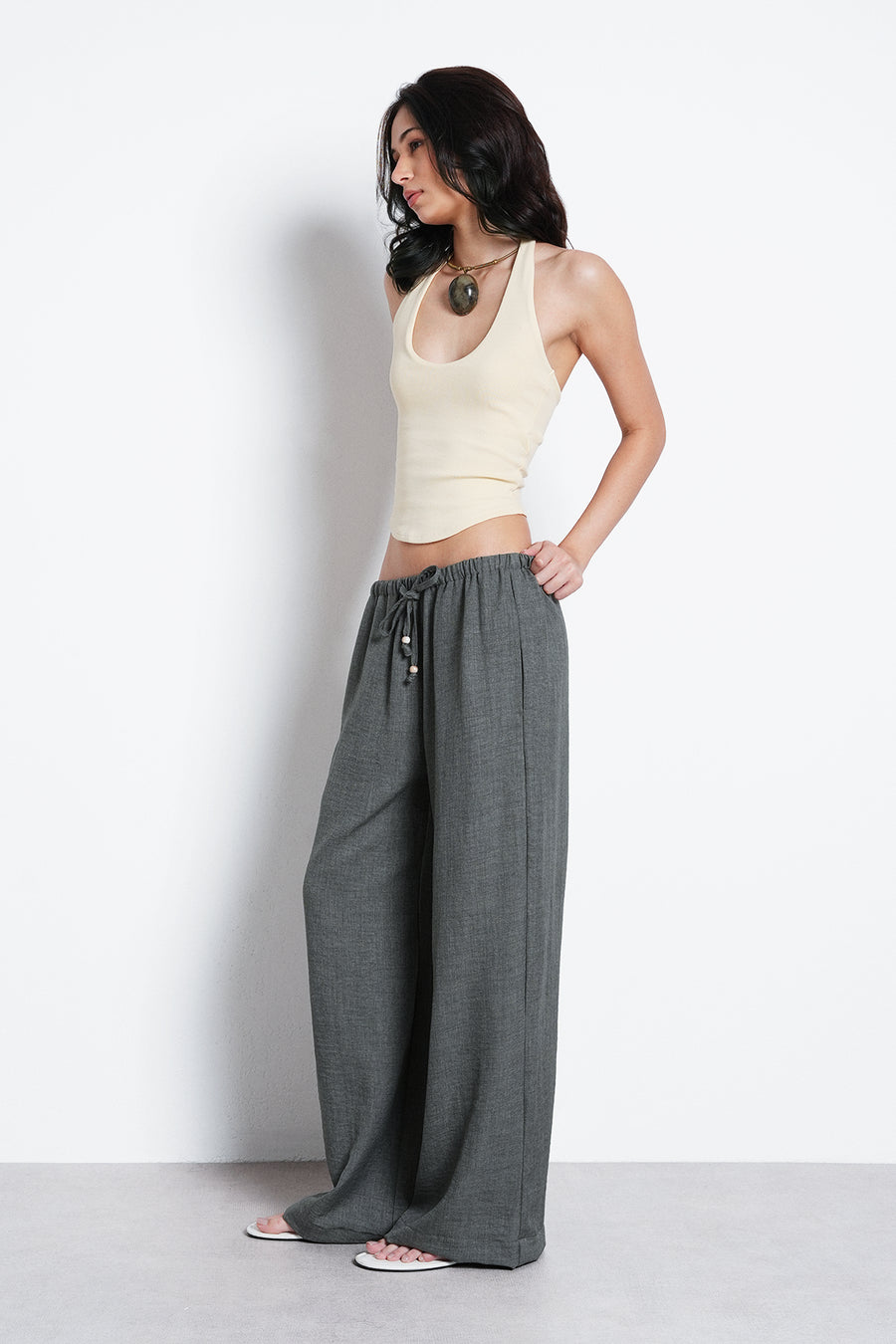 Pull-On Drawstring Trouser- Sage