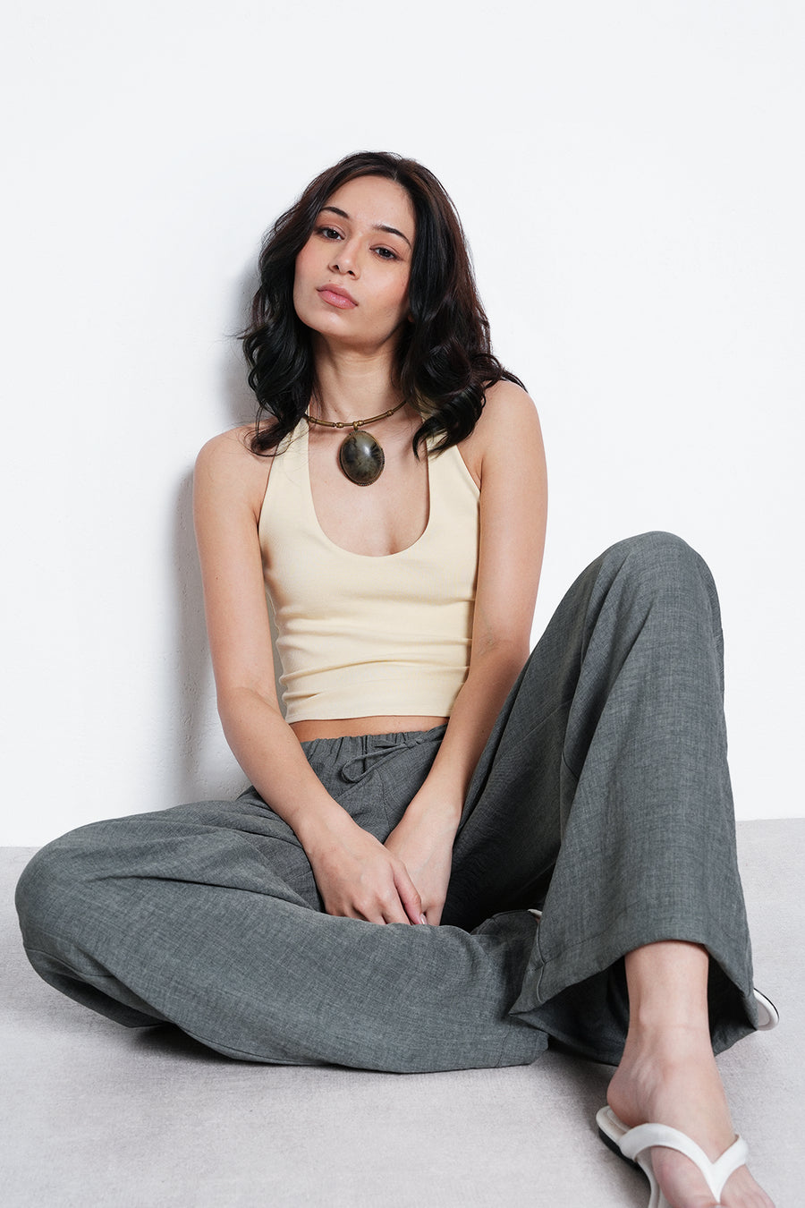 Pull-On Drawstring Trouser- Sage