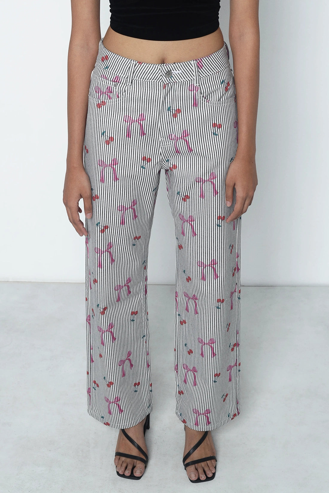 Bow Print Straight Fit Pants