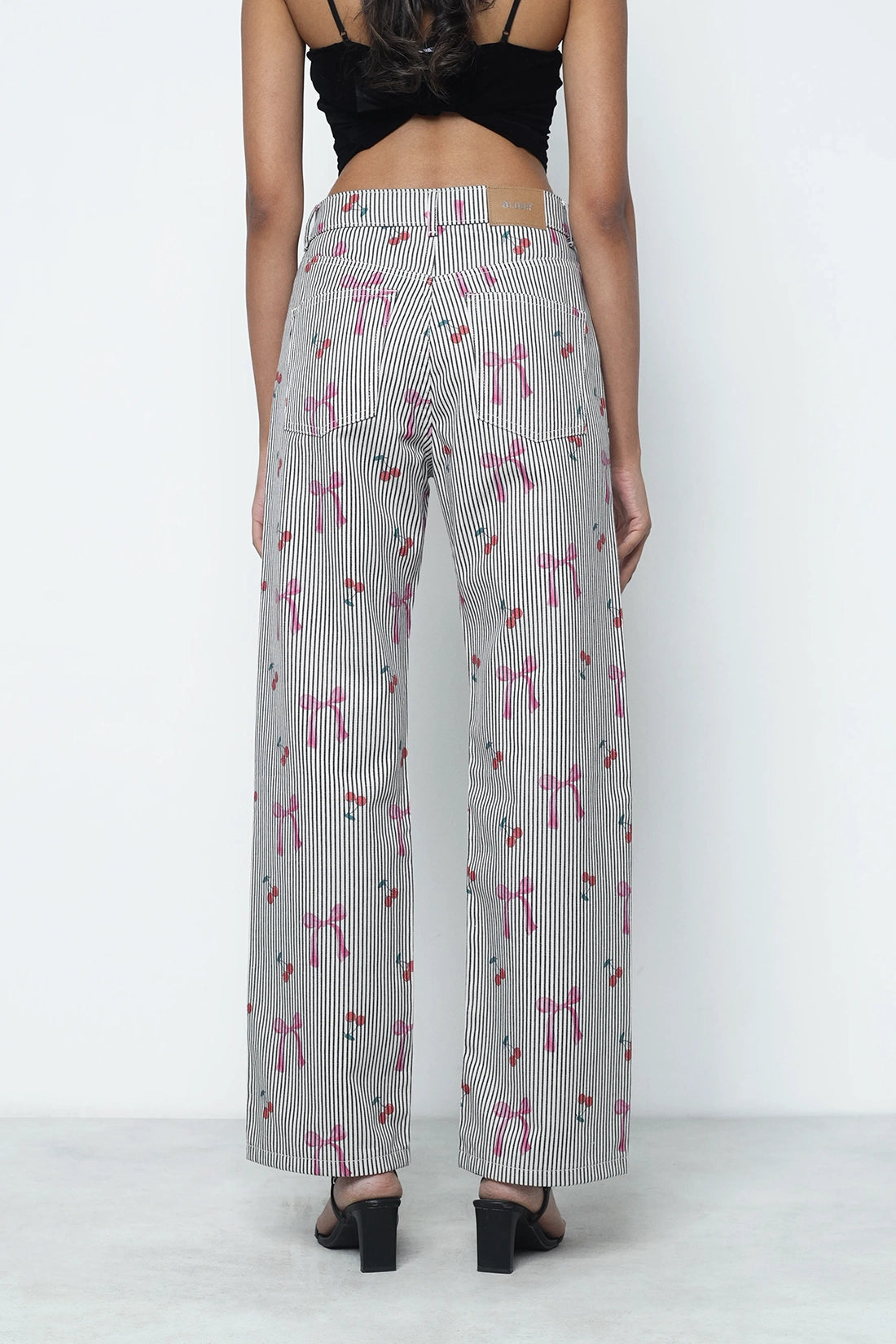 Bow Print Straight Fit Pants