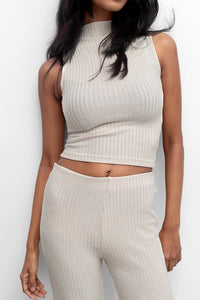 Beige Ribbed Co-ord Set