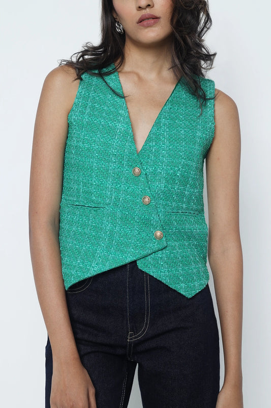 Green Tweed Waistcoat