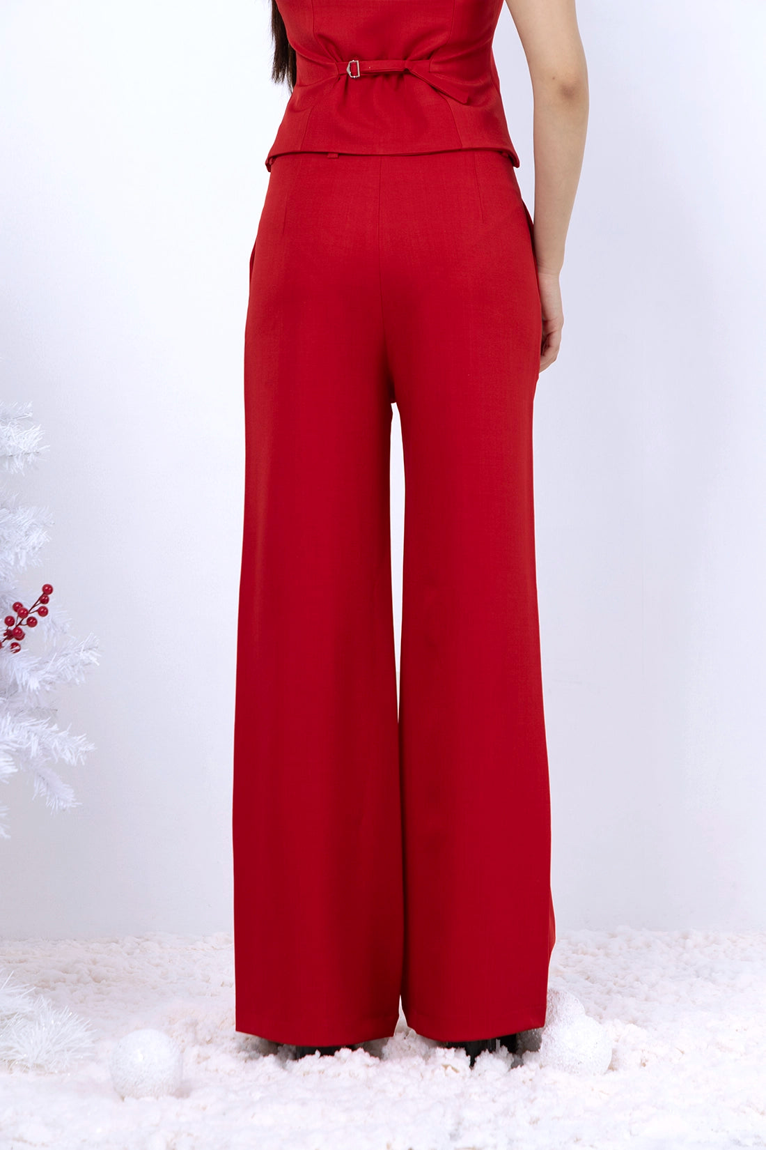 Red Pintuck Trouser