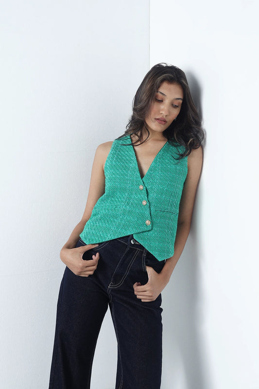 Green Tweed Waistcoat