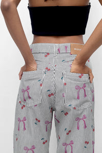 Bow Print Straight Fit Pants
