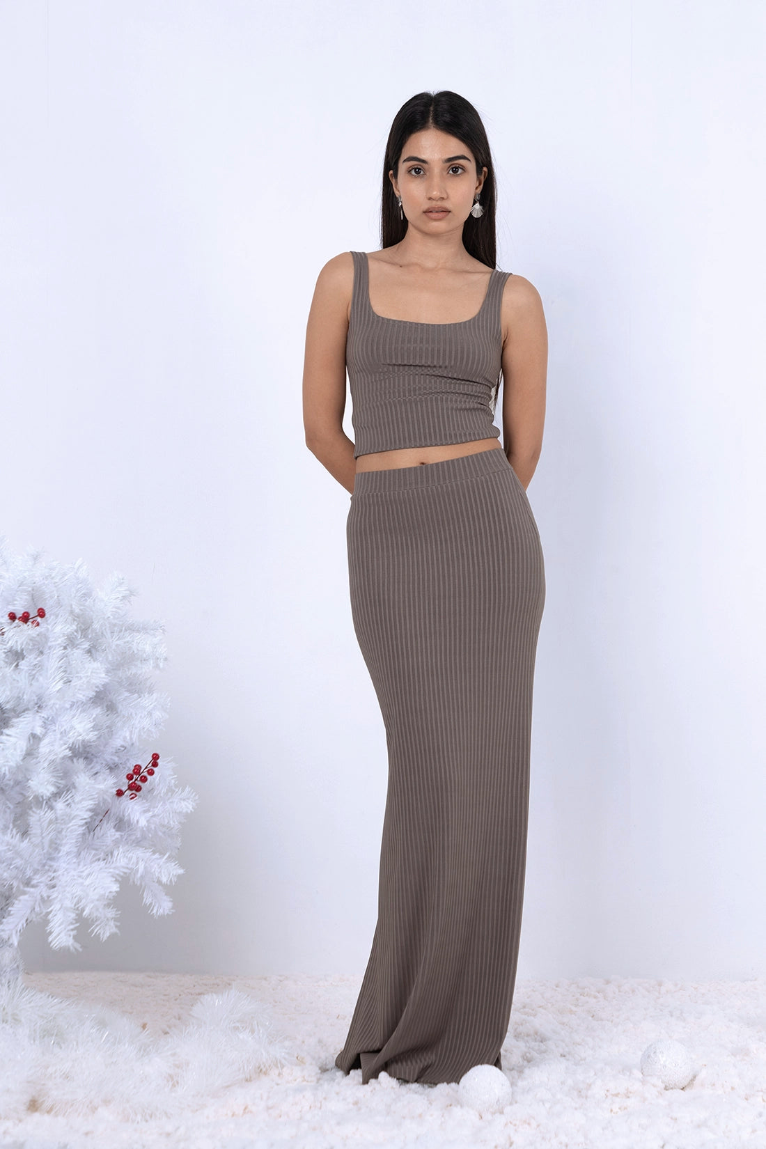 Mocha Ribbed Maxi Set