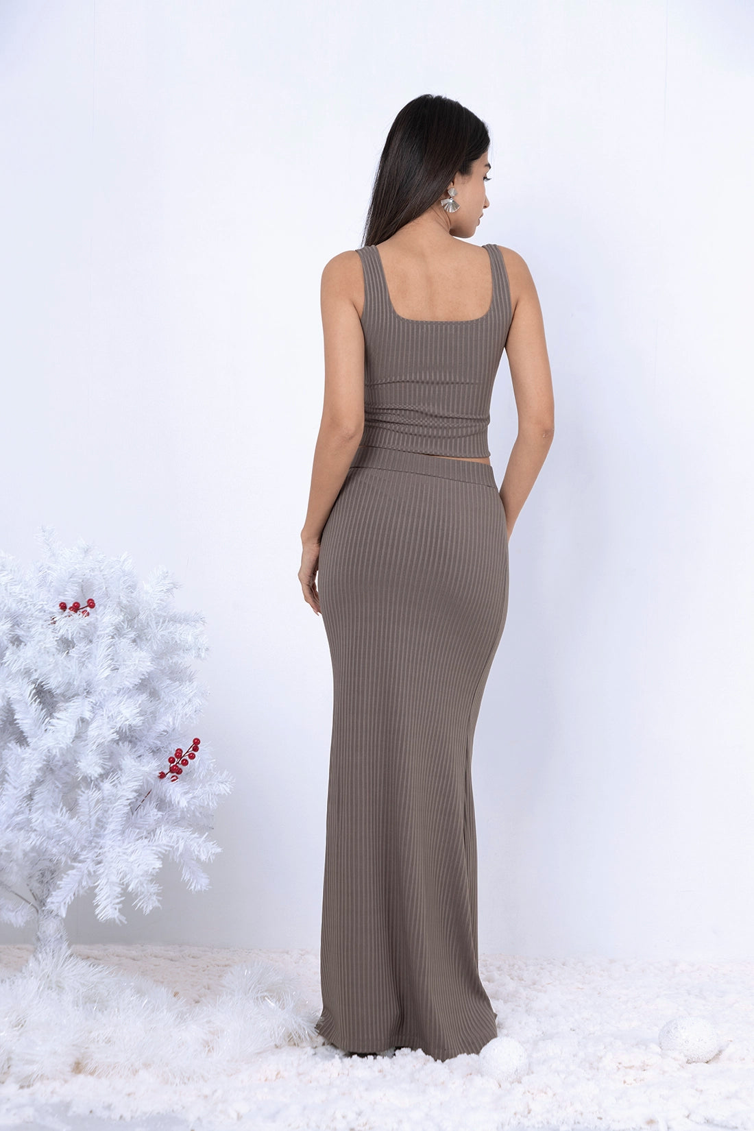 Mocha Ribbed Maxi Set