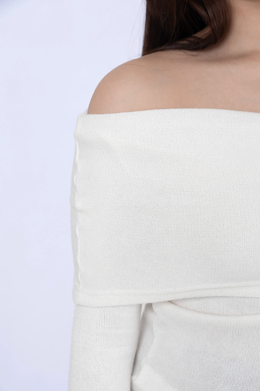 White Off-shoulder Soft Knit Top