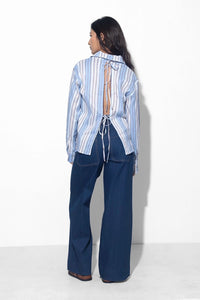 Blue Open Back Shirt