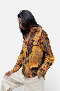 Printed Brown Linen Shirt