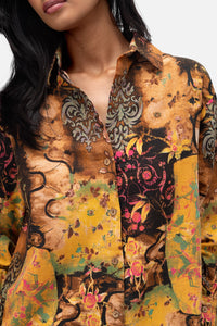 Printed Brown Linen Shirt