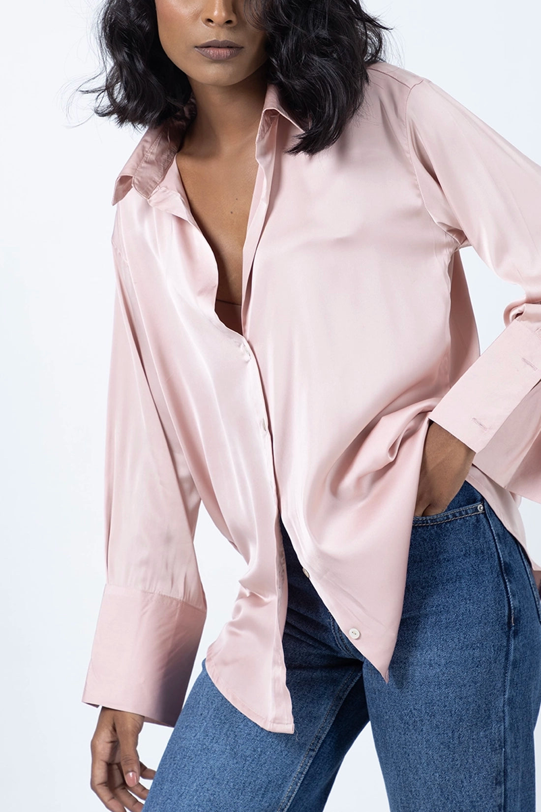 Peach Satin Shirt