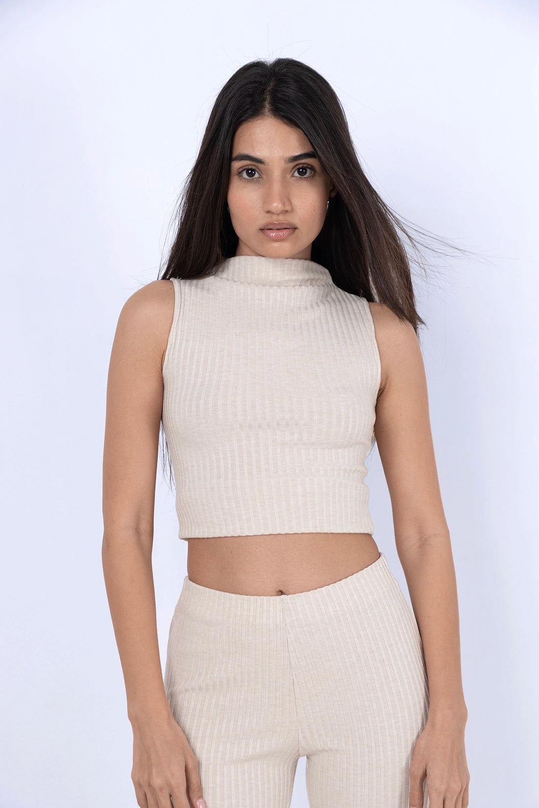 Beige Ribbed Co-ord Set