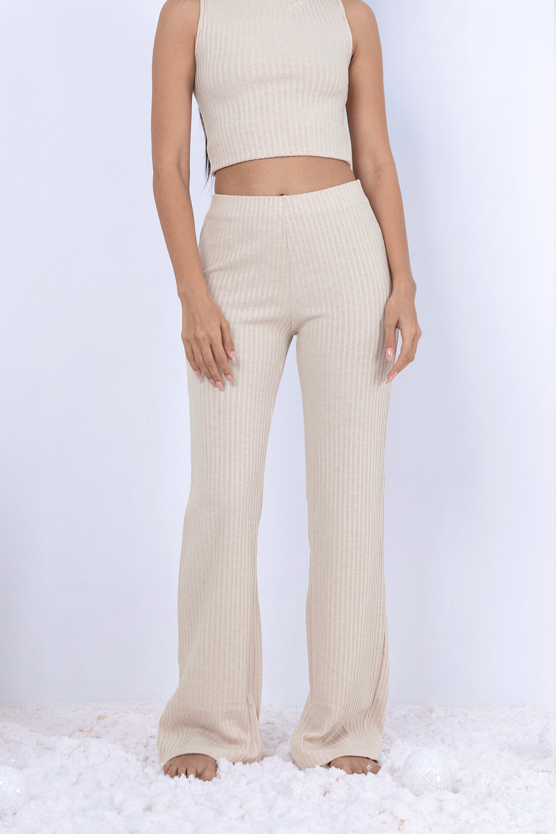 Beige Ribbed Co-ord Set