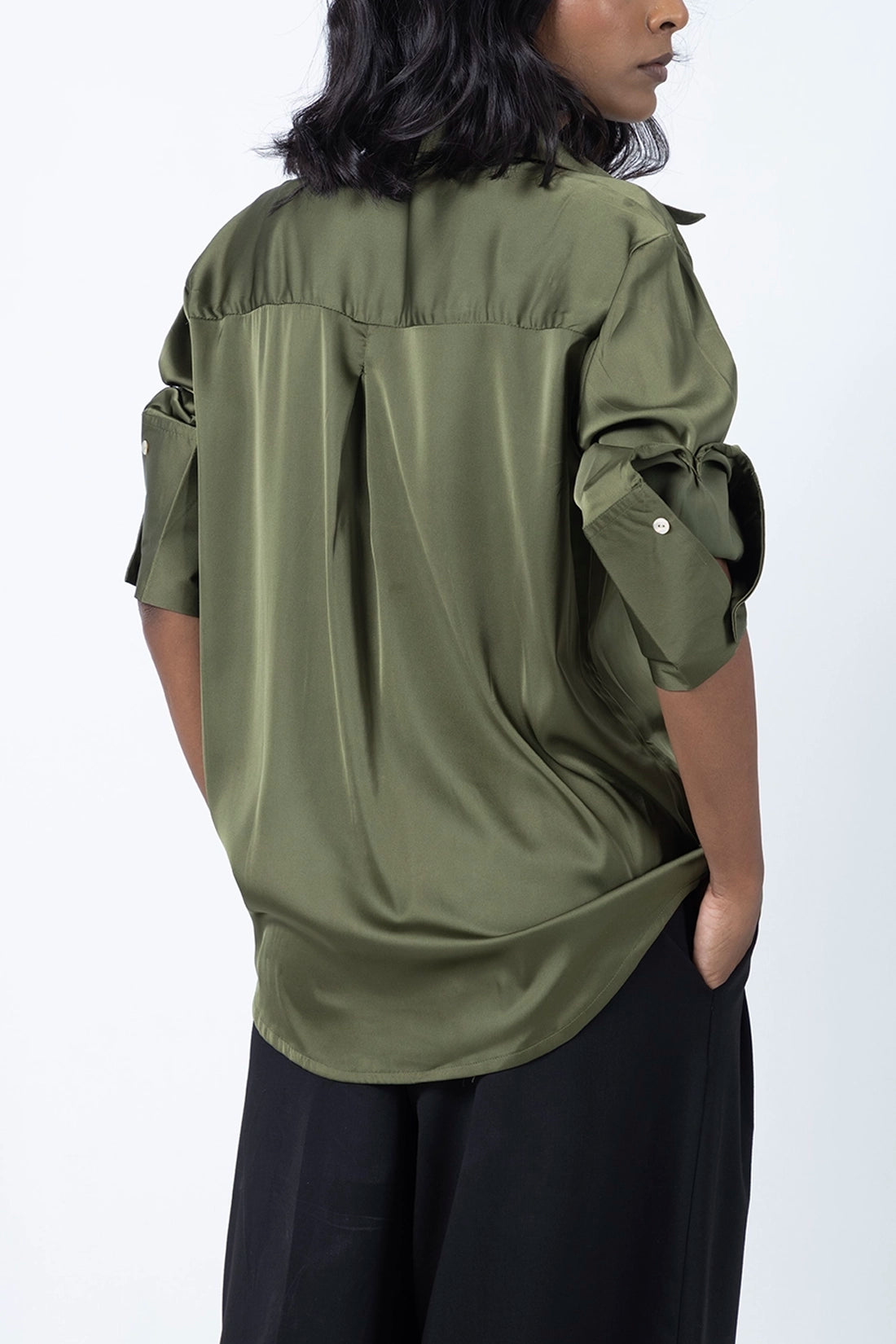 Olive Satin Shirt