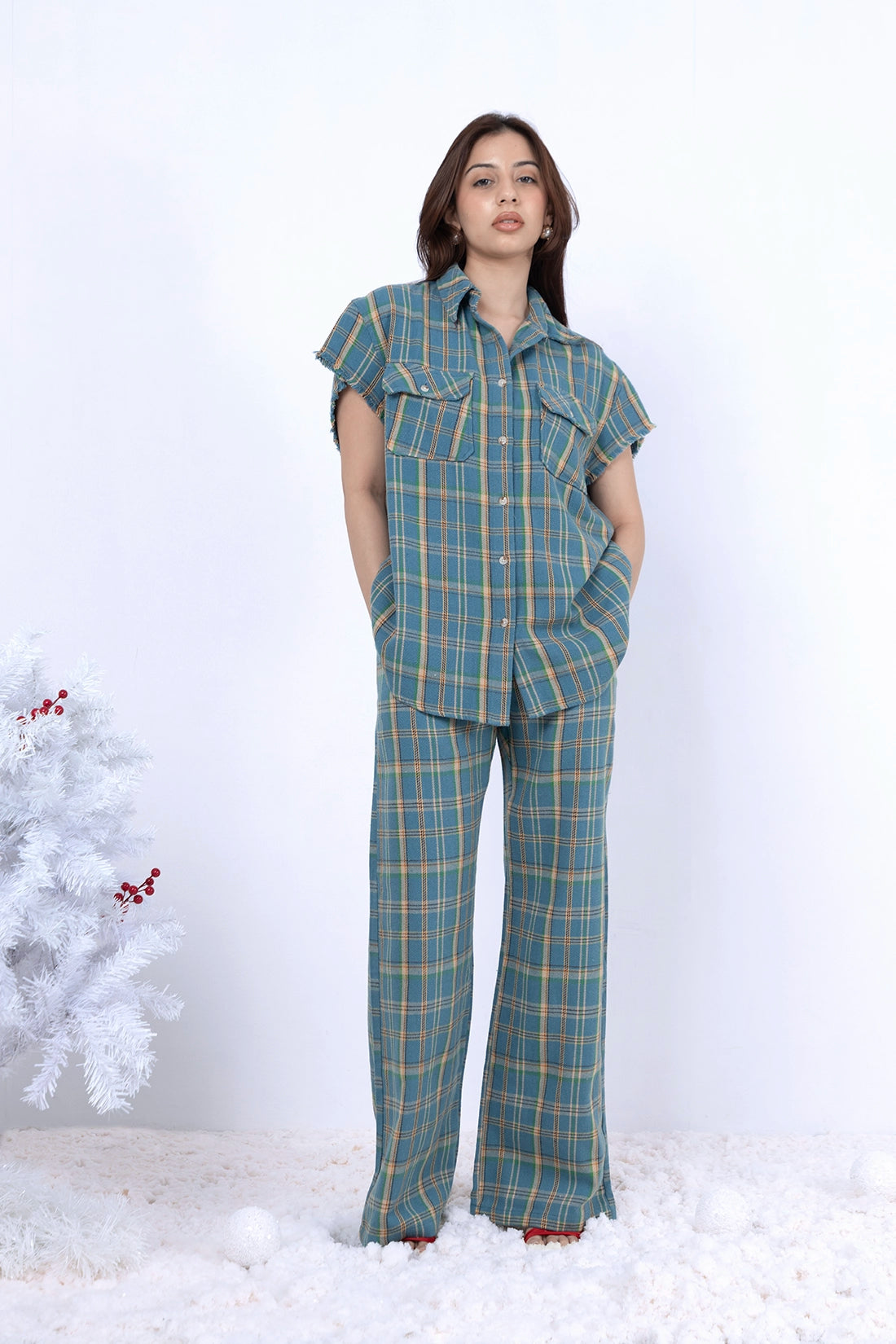 Blue Flannel Pajama Set