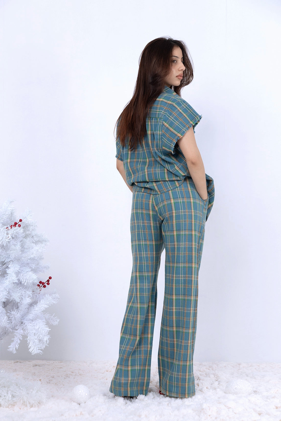 Blue Flannel Pajama Set