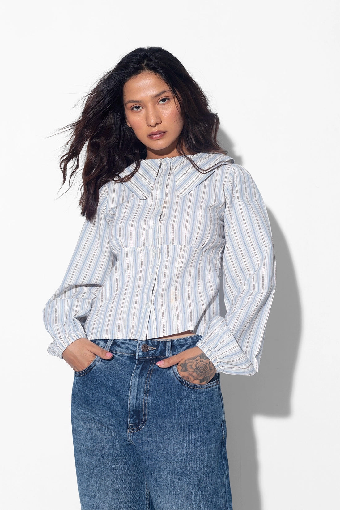 Fitted Shirt With Peter Pan Collar